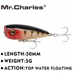 Mr.Charles CMCS 144   fishing lures  assorted colors, popper 50mm 5g, Floating,topwater,hard bait lure