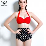 NAKIAEOI  2017 Sexy Bikini High Waist Swimsuit Plus Size Swimwear Swimming Suit For Women Swimwear Bikini Set Bathing Suit 5XL