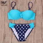 NAKIAEOI 2017 Sexy Bikini Push Up Swimwear Women Brazilian Retro Hot Bandeau Top Neon String Swimsuit Bathing Suits Bikini Set