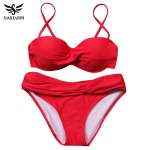 NAKIAEOI 2017 Sexy Bikini Push Up Swimwear Women Swimsuit Bandeau Gradient Color Brazilian Bikini Set Beachwear Bathing Suits 