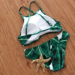 NAKIAEOI 2017 Sexy High Neck Bikini Swimwear Women Swimsuit Brazilian Bikini Set Green Print Halter Top Beach wear Bathing Suits