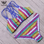 NAKIAEOI 2017 Sexy High Neck Bikini Swimwear Women Swimsuit Brazilian Bikini Set Green Print Halter Top Beach wear Bathing Suits