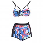 NAKIAEOI Plus Size Swimwear Women Bikinis 2017 Print Underwire Retro High Waist Swimsuit Large Beach Bathing Suits Swim Wear 3XL