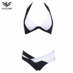 NAKIAEOI Sexy Bikinis Women Swimsuit 2017 Summer Beach Wear Bikini Set Push Up Swimwear Bandage Bathing Suit Black And White XL