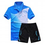 New  sports series wicking breathable clothing badminton men's t-shirt table tennis clothes suit shirt + shorts L5020AB