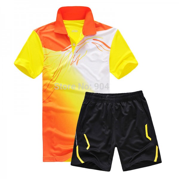 New  sports series wicking breathable clothing badminton men's t-shirt table tennis clothes suit shirt + shorts L5020AB