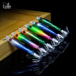 New 12pcs Luminous Squid Jigs Light hook Cuttlefish Shrimp 2.0 Octopus jigging Bait Rig Fishing Turluttes Calamars Squid Lure