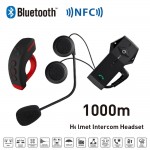 New 2 Sets 1000M BT Motorcycle Helmet Bluetooth Intercom Interphone Headset with NFC FM Functon + L3 Remote Control