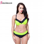 New 2017 Women Patchwork Swimsuit Plus size Bikini set Big bust Female Swimwear High quality Bathing suit Beachwear Biquini sets