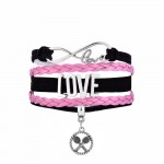 New Arrival Infinity LOVE Connect With Badminton Racket Fitness Circle Charm Black Pink Multi-layer Braided Bracelet Men&Women