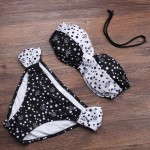 New Hot Sexy Women Bikinis Push up Padded Bikini Set Bandeau Twist and Ruched Bottom Swimwear Dots Floral Sun Bathing SwimSuit