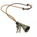 New Long Casual Brown Casual Genuine Leather Bronze Hoops Cross Badminton Pendant Men Necklace Women Male Wholesale Jewelry