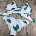 New Sexy Halter Top Bikinis 2017 Women Swimwear Push Up Leaves Female Swimsuit Bikini Set Beachwear Bathing Suits Biquini Mayo