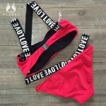 New Swimwear Women Push up Bikini Sexy Ladies Bandage Swimsuit Love Letter Printed Girl Beach Wear Bandeau Bikini Set