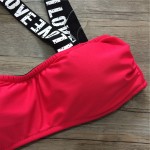 New Swimwear Women Push up Bikini Sexy Ladies Bandage Swimsuit Love Letter Printed Girl Beach Wear Bandeau Bikini Set