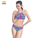 New Women Low Waist Bikinis Set Ethnic Pattern Sexy Slim Two-Piece Swimsuit Straps Crop Halter Swimwear Triangle Bathing Suit