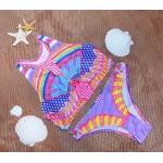 New! Women's Sports Neon Print Tank Bikini Sexy High Neck Surf Bikinis Set Biquines De Praia Swimwear Women Swimsuit S-XL E521