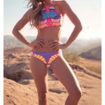 New! Women's Sports Neon Print Tank Bikini Sexy High Neck Surf Bikinis Set Biquines De Praia Swimwear Women Swimsuit S-XL E521