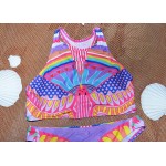 New! Women's Sports Neon Print Tank Bikini Sexy High Neck Surf Bikinis Set Biquines De Praia Swimwear Women Swimsuit S-XL E521