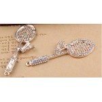 New arrived Rhinestone decoration Alloy gold plated metal Badminton rackets shape jewelry charms diy phone/key chain pendants