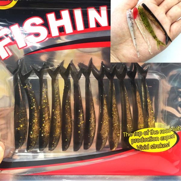 New12pcs/lot  64mm/1.27g Vivid Soft Lures Artificial Loach Fishing Bait Fishing Worm Fishing Tackle Fishing Lures Swimbait  052