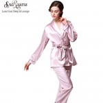 Noble Women Robe Pajama Pants Set 2017 New Fashion Design Faux Silk Lady Pyjamas Autumn Home Suit Casual 2 Pcs Pajama Set TZ001