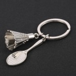 Novelty Trinket Gifts Fashion Casual Metal Badminton Keychains Alloy Keyring Charm Jewelry Sports Key Holder Souvenir J029