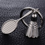 Novelty Trinket Gifts Fashion Casual Metal Badminton Keychains Alloy Keyring Charm Jewelry Sports Key Holder Souvenir J029