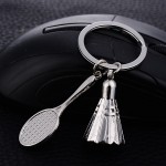 Novelty Trinket Gifts Fashion Casual Metal Badminton Keychains Alloy Keyring Charm Jewelry Sports Key Holder Souvenir J029