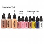 OPHIR 10 Bottles Airbrush Makeup Inks Set with 3 Colors Air Foundation 2x Air Blush 5x Air Eyeshadow for Face Paint Makeup Salon