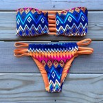 P&j 2017 Sexy Swimsuit Bandeau Push Up Bikini Set Reversible Print Swimwear Brazilian Strapless Padded Bra Beach Bathing Suits