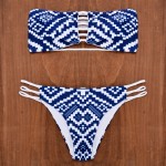 P&j 2017 Sexy Swimsuit Bandeau Push Up Bikini Set Reversible Print Swimwear Brazilian Strapless Padded Bra Beach Bathing Suits