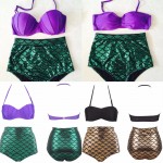 P&j 2017 bikini swimsuit with sequined finish type shining plus size push up padded internal bikini swimsuit