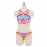 P&j Sexy Aztec High neck cropped top swimsuit  junior Bikini Brazilian Retro Print Biquini Bodycon Padded Halter Swimming Suit