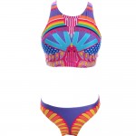 P&j Sexy Aztec High neck cropped top swimsuit  junior Bikini Brazilian Retro Print Biquini Bodycon Padded Halter Swimming Suit