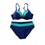 Patchwork halter bathing suits 2017 summer style plus size swimwear push up female bikini set women monikini sexy plavky W81550