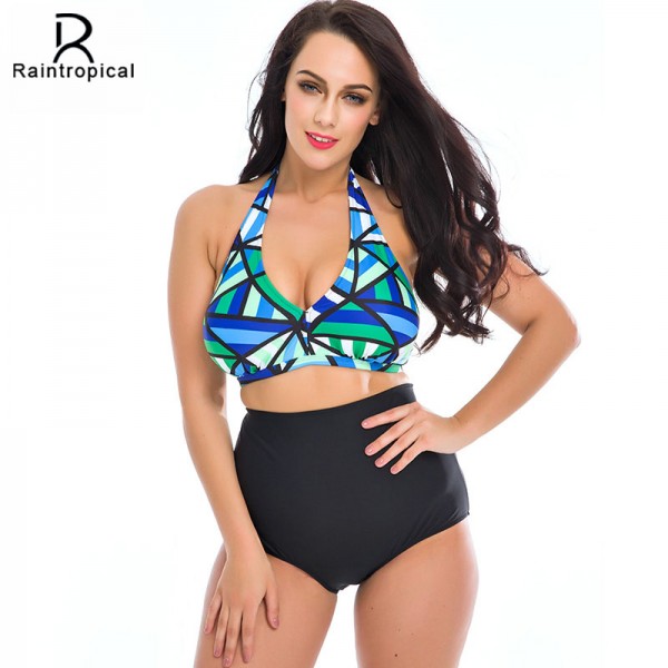 Plus Size Bikini Women Swimsuit 2017 Beach Retro Push Up Bikini Set High Waisted Bathing Suits Swimming Suit For Women Swimwear