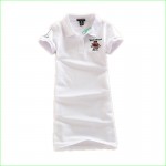 Polo-neck Tennis Dress Women Short-sleeve Cotton Knee-Length Dresses Tennis Badminton