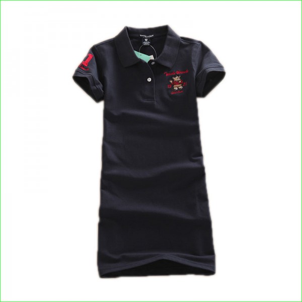 Polo-neck Tennis Dress Women Short-sleeve Cotton Knee-Length Dresses Tennis Badminton