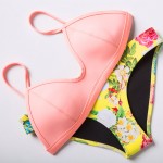 QINS 2017 New Women's Summer Bikini Swimsuit Bathing Suit Swimwear Set with Print and Push Up Neoprene Material Sexy High Qualit