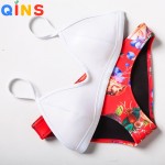 QINS 2017 New Women's Summer Bikini Swimsuit Bathing Suit Swimwear Set with Print and Push Up Neoprene Material Sexy High Qualit