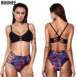 RUUHEE High Waist Bikini 2016 Push Up Swimsuit Swimwear Women Printed Bathing Suit Swim Bikini Set Biquini Bandage Beachwear