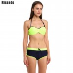 Riseado 2017 Bikini Set Sport Swimsuit Swimwear Women Brand Straight Shorts Push Up Swimwear Bathing Suits