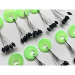 Rompin 10 set Size SS/S/M/L Black Rubber Oval Stopper Fishing Bobber Float Space bean Stopper Folat Line Stoppers Bobber Stops