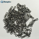 Rompin 50pcs/lot Copper Fishing Connector Swivels Knurling Ball Bearing Swivel With Safety Snap Solid Rolling Rings Fishhooks