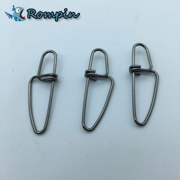 Rompin 50pcs/lot Stainless Steel insurance crosslock snap Fishing hooks Fishing Snap size 0#-6# fishing swivel