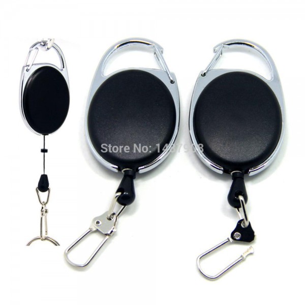 SAMS 2 x Fly Fishing Tool Zinger Retractor Badge Holder Retractable Reel Recoil Carabiners Clip Fishing Accessories Nylon Cord