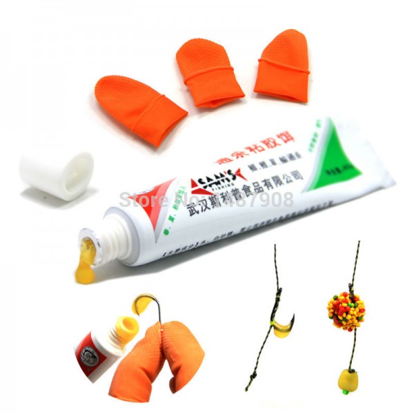 SAMS Carp Fishing Lure Tool Bottle of 40g Bait Glue Esca Viscose Fishing Liquid Lure Gluey with Finger Cots for Formula Particle