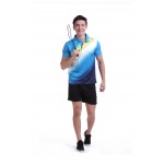 SEA PLANETSP Sportswear sweat Quick Dry breathable badminton shirt , Women / Men table tennis clothes team game blue T Shirts