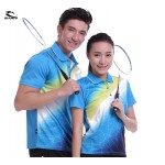 SEA PLANETSP Sportswear sweat Quick Dry breathable badminton shirt , Women / Men table tennis clothes team game blue T Shirts